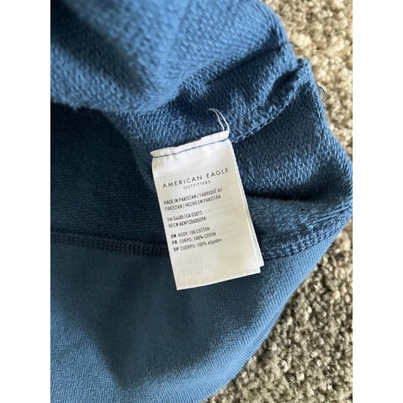 American Eagle AE Blue Spell Out Logo Mens Hoodie Size Large - Picture 7 of 9
